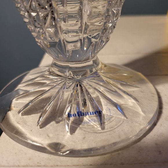 Vintage Hofbauer Byrdes Crystal Collection Clear Cut G& Ruby Red Fan Vase - Picture 7 of 9